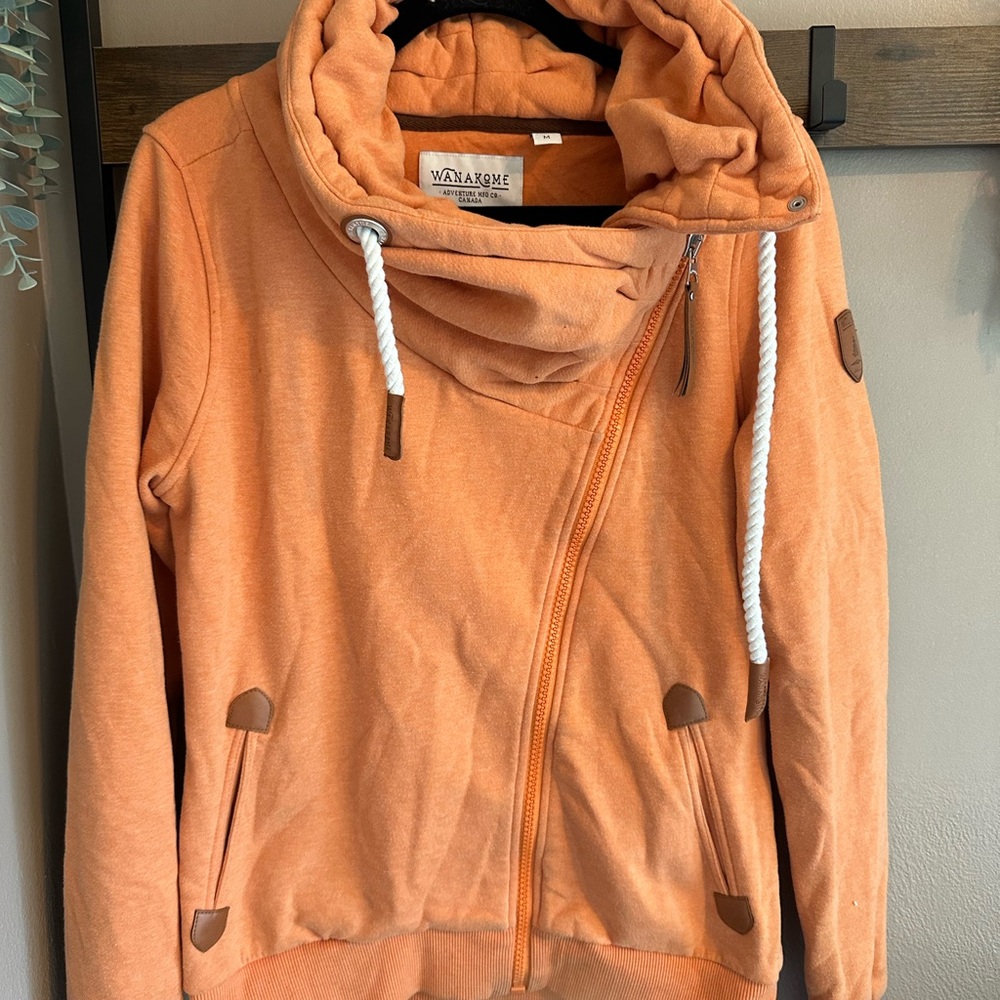 Wanakome Women's Asymmetrical Orange Bomber sweatshirt